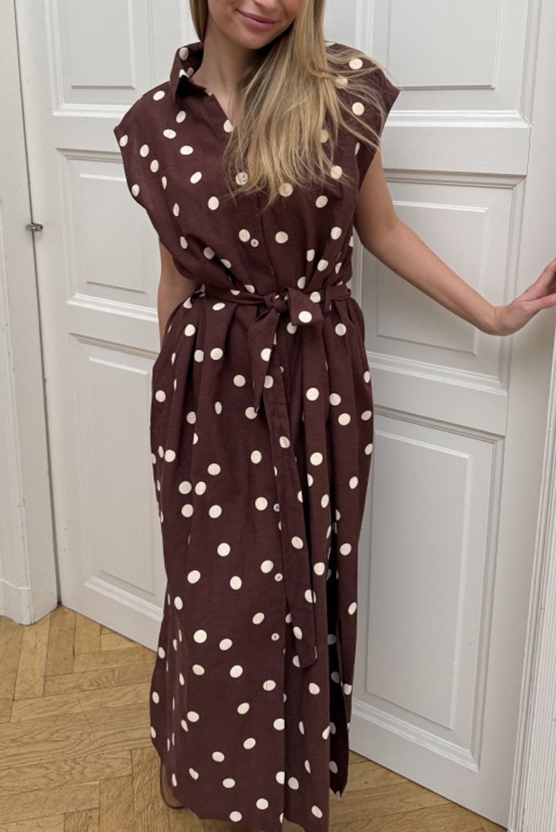 Continue - Kjole - Penelope Dot Dress - Brown (Levering midt maj)