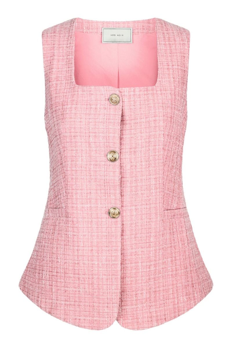 Neo Noir - Vest - Perni Glitz Boucle Waistcoat - Light pink