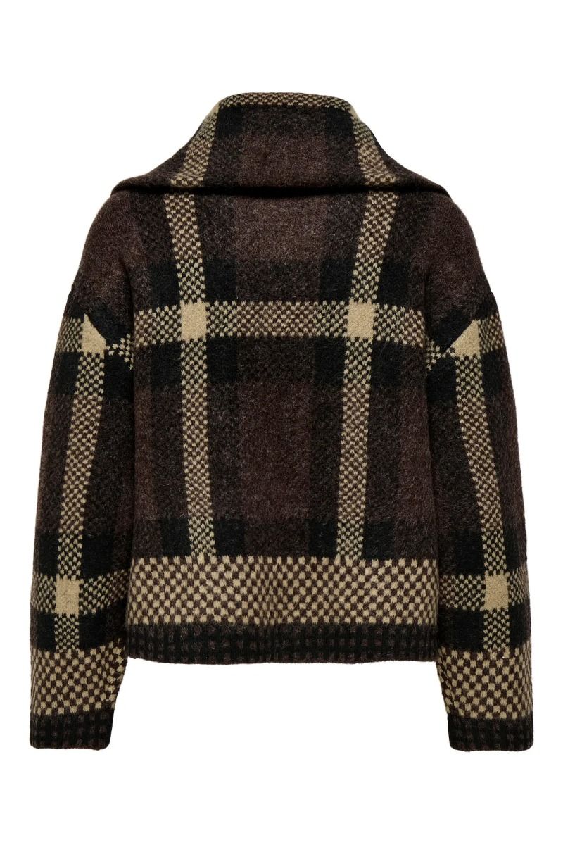 JDY - Cardigan - Phoenix L/S 2 Way Zip Jacq Cardigan - Chocolate Torte