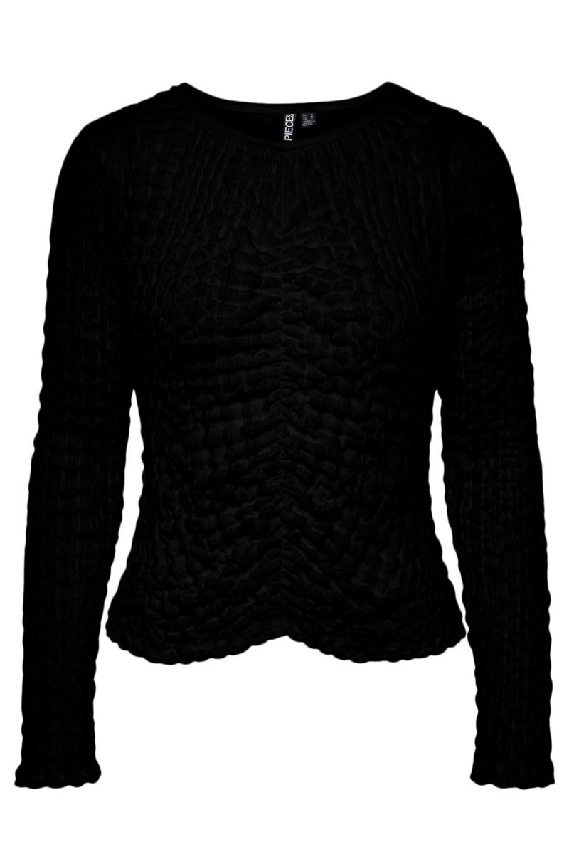 Pieces - Bluse - PC Alisa LS O-Neck Top - Black