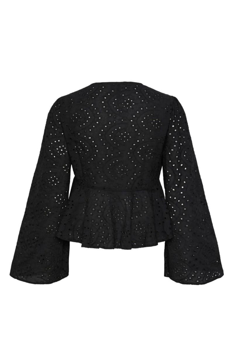 Pieces - Bluse - PC Janni LS Tie Top - Black