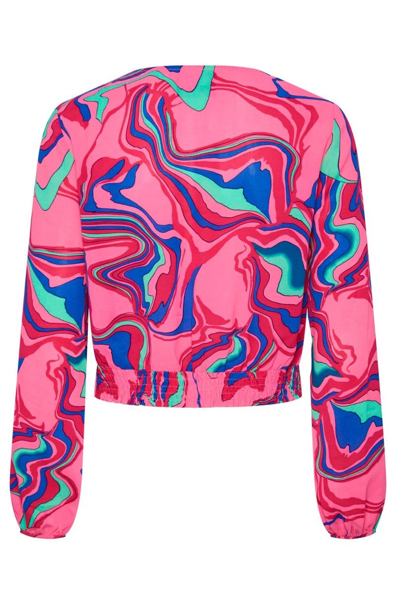 Pieces - Bluse - PC Nyvi LS V-Neck String Top - Pink Yarrow