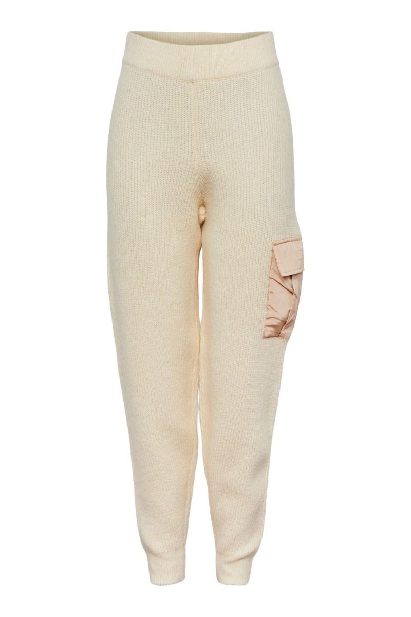 Pieces - Bukser - PC Naura HW Knit Pants - Antique White