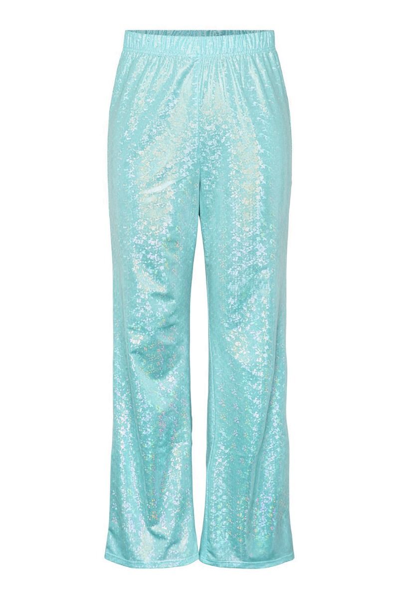 Pieces - Bukser - PC Shimmer HW Pants - Blue Topaz