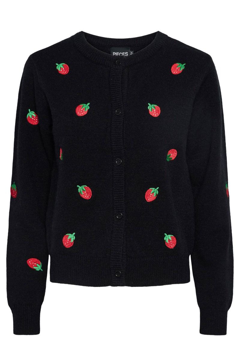 Pieces - Cardigan - PC Fruit LS Knit Cardigan - Black 