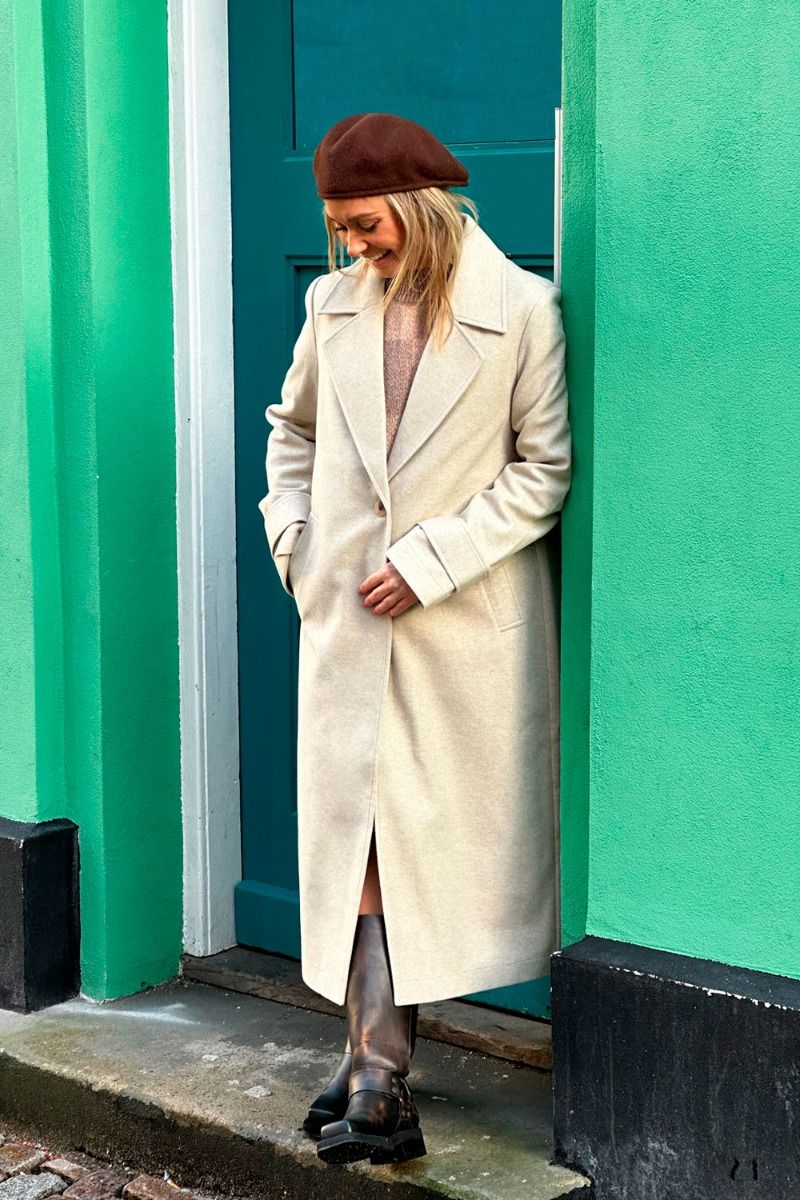 Pieces - Jakke - PC Beatrice Long Jacket - White Pepper