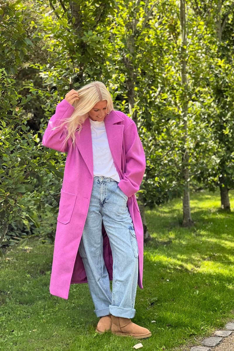 Pieces - Jakke - PC Jili Long Coat - Radiant Orchid
