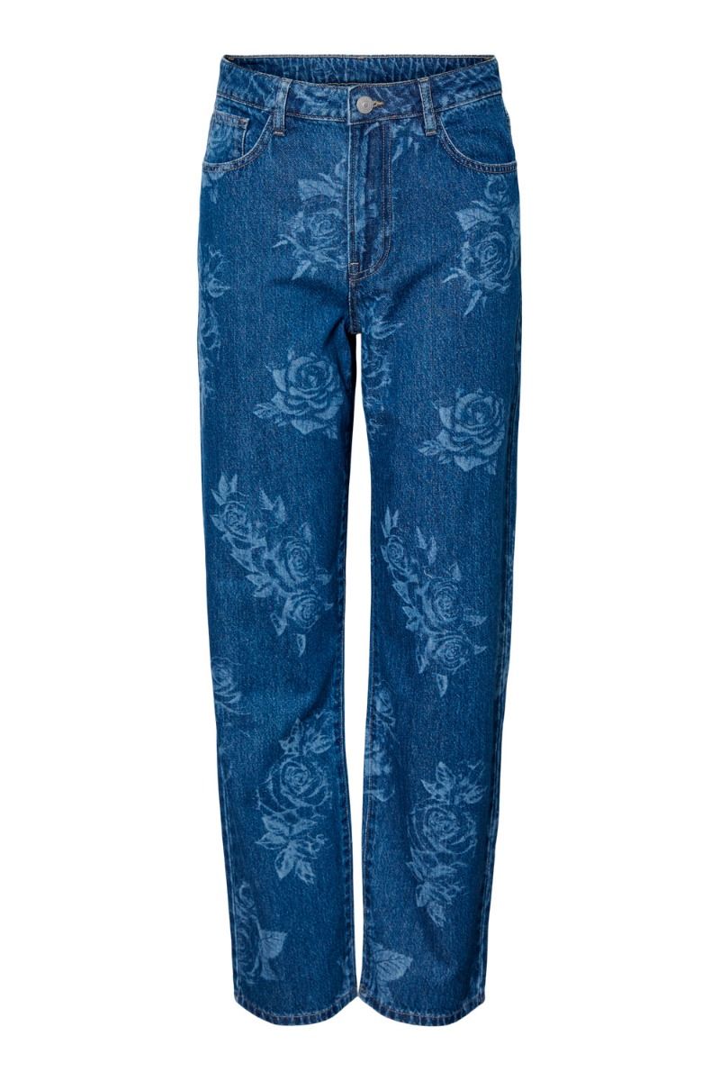 Pieces - Jeans - PC Flora HW Denim Pants - Dark Blue Denim