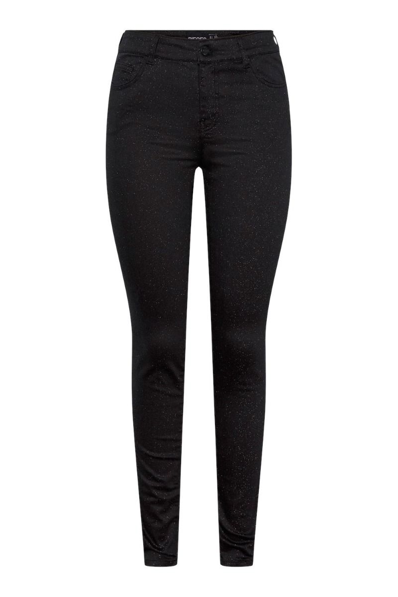 Pieces - Jeans - PC Shine MW Skinny Sparkle Jeans - Black