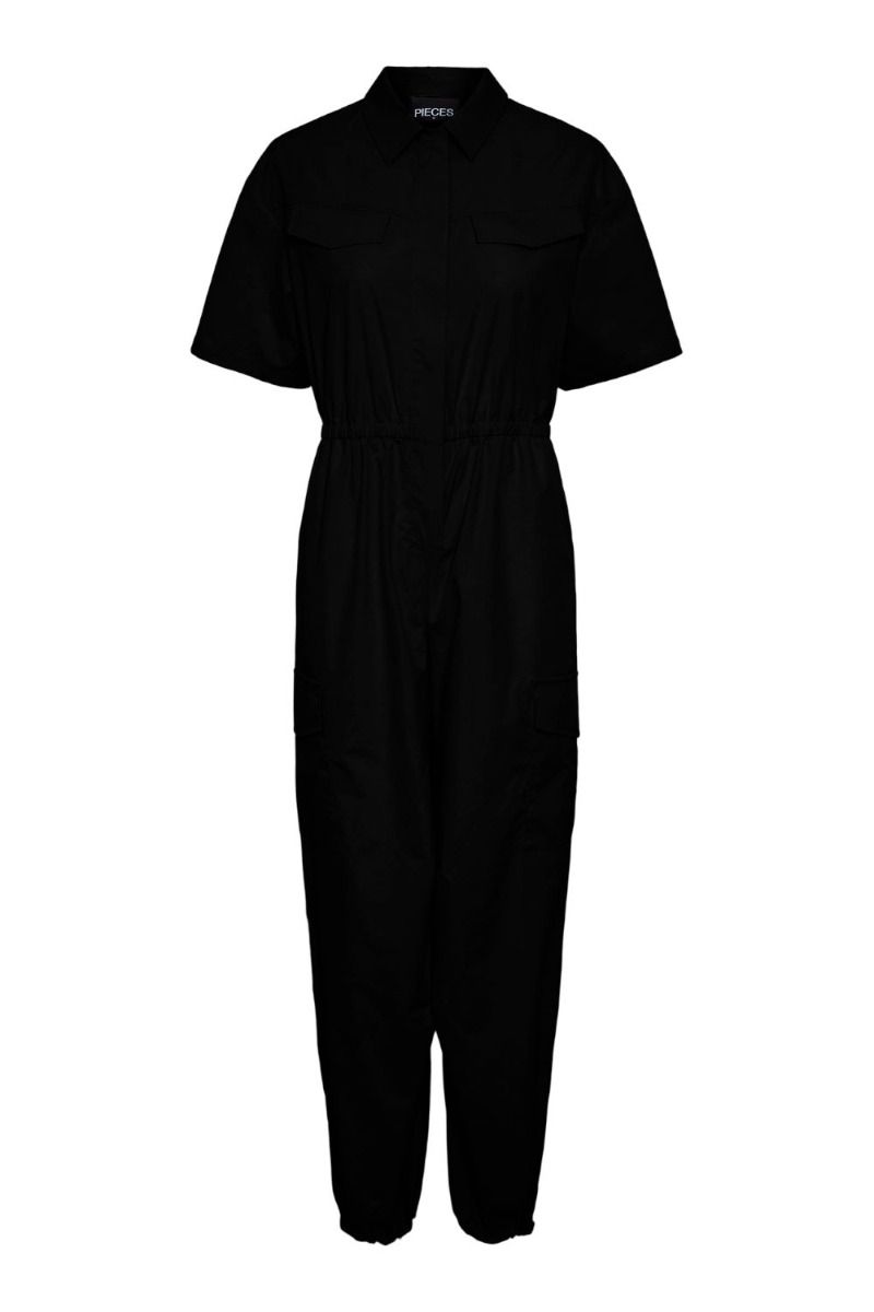 Pieces - Jumpsuit - PC Fibbe 2/4 Cargo Jumpsuit D2D - Black