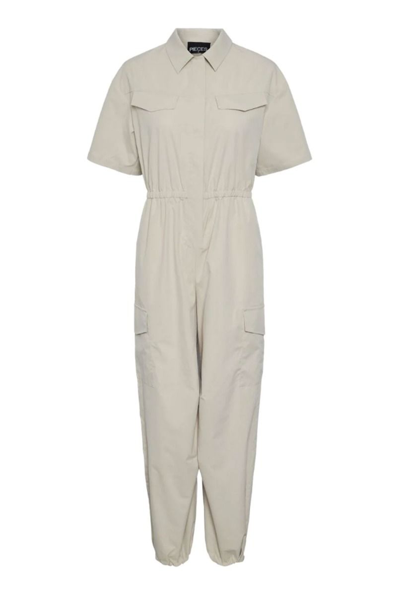 Pieces - Jumpsuit - PC Fibbe 2/4 Cargo Jumpsuit D2D - White Asparagus 