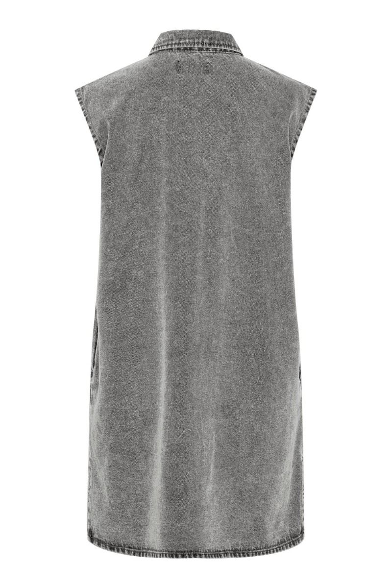 Pieces - Kjole - PC Abbi SL Denim Dress - Light Grey Melange