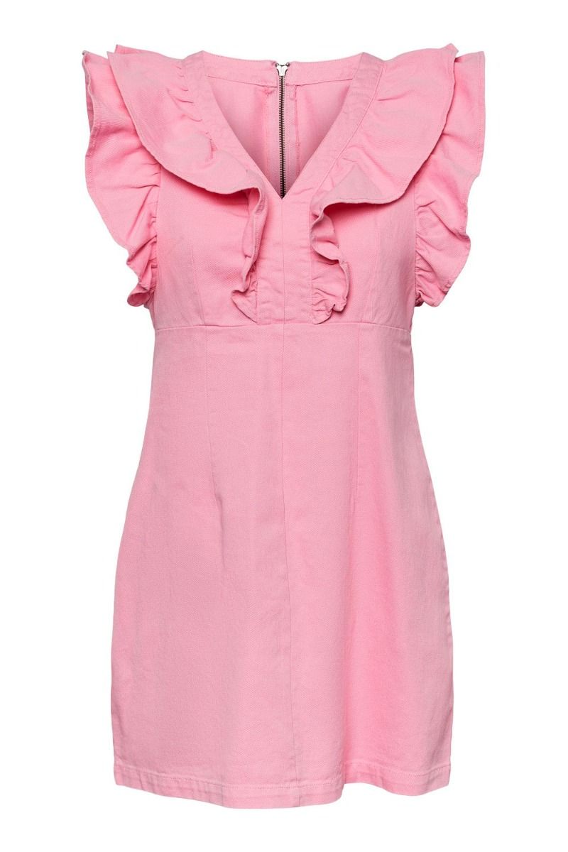 Pieces - Kjole - PC Ama SL Ruffle Dress - Prism Pink