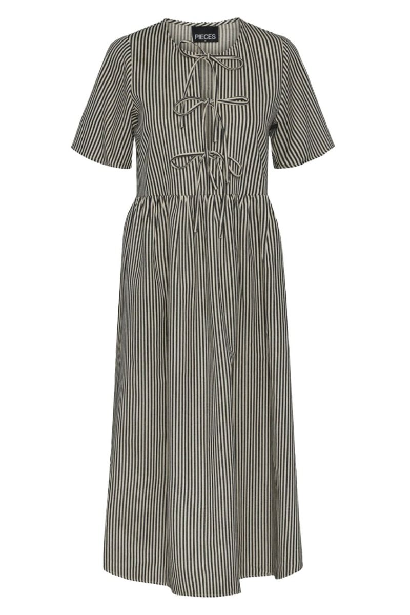 Pieces - Kjole - PC Macy SS Midi Tie Dress - Cloud Cream