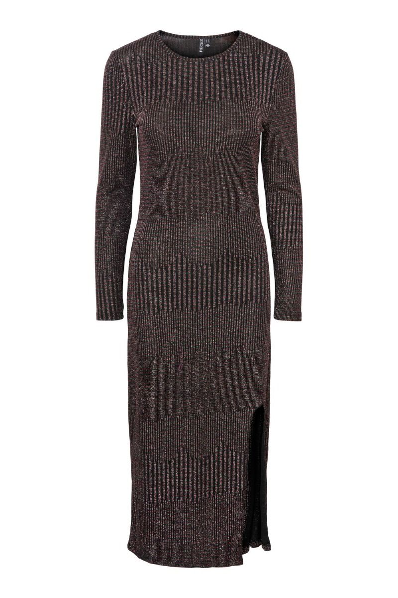 Pieces - Kjole - PC Mary LS Midi - Black Glitter