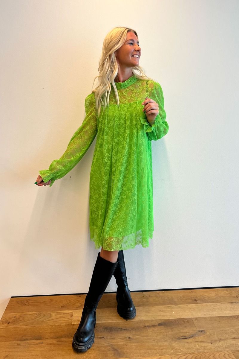 Pieces - Kjole - PC May LS Lace Dress - Grass Green