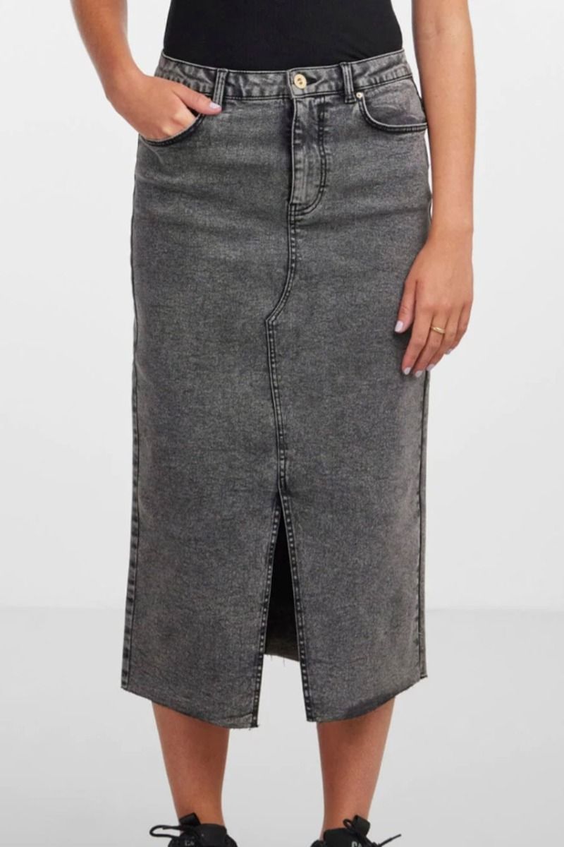 Pieces - Nederdel - PC Jessie HW Denim Midi Skirt - Grey Denim