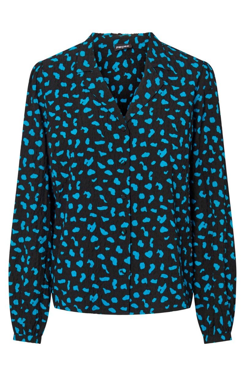 Pieces - Skjorte - PC Anemone LS V-Neck Top - Blue Aster