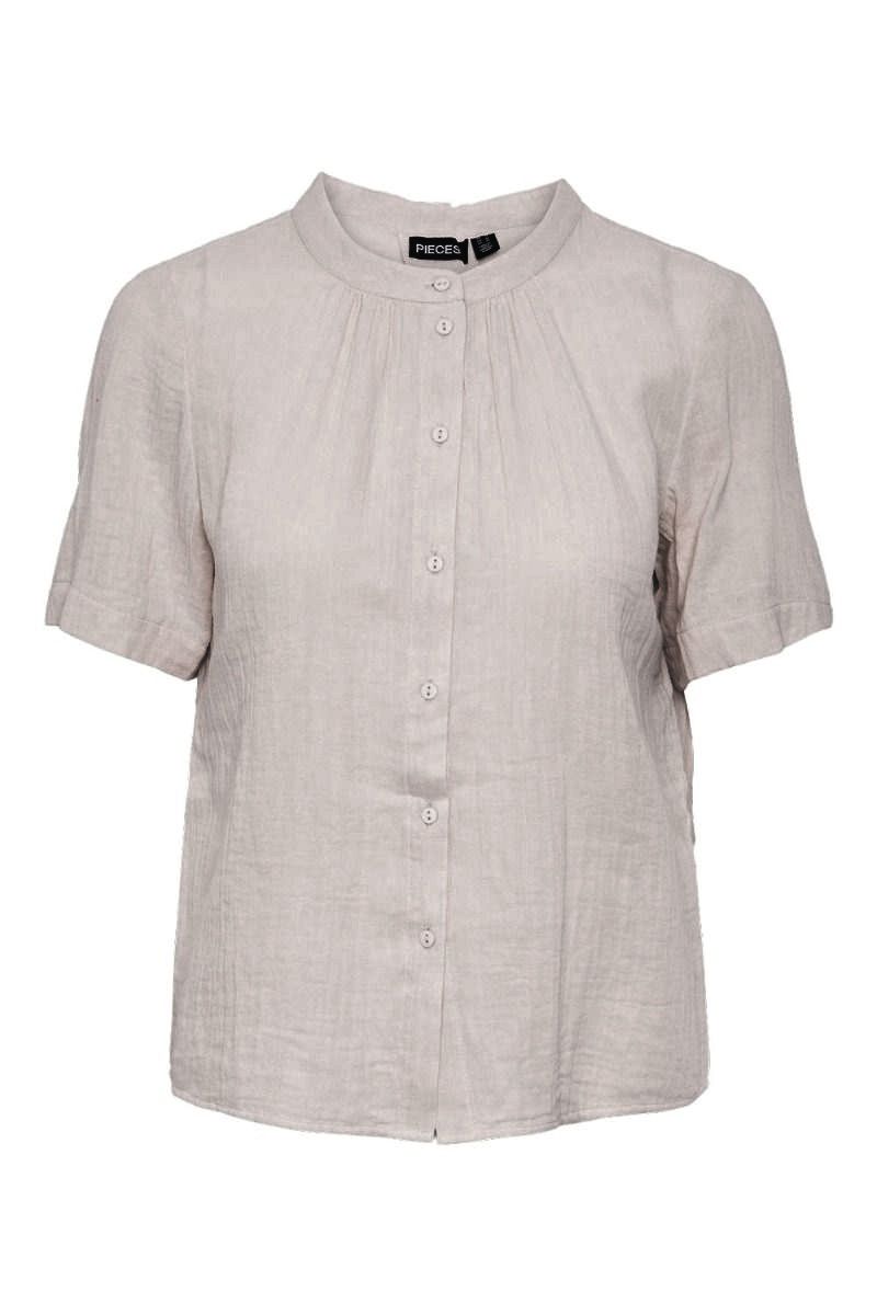 Pieces - Skjorte - PC Mastina SS Shirt - Silver Gray