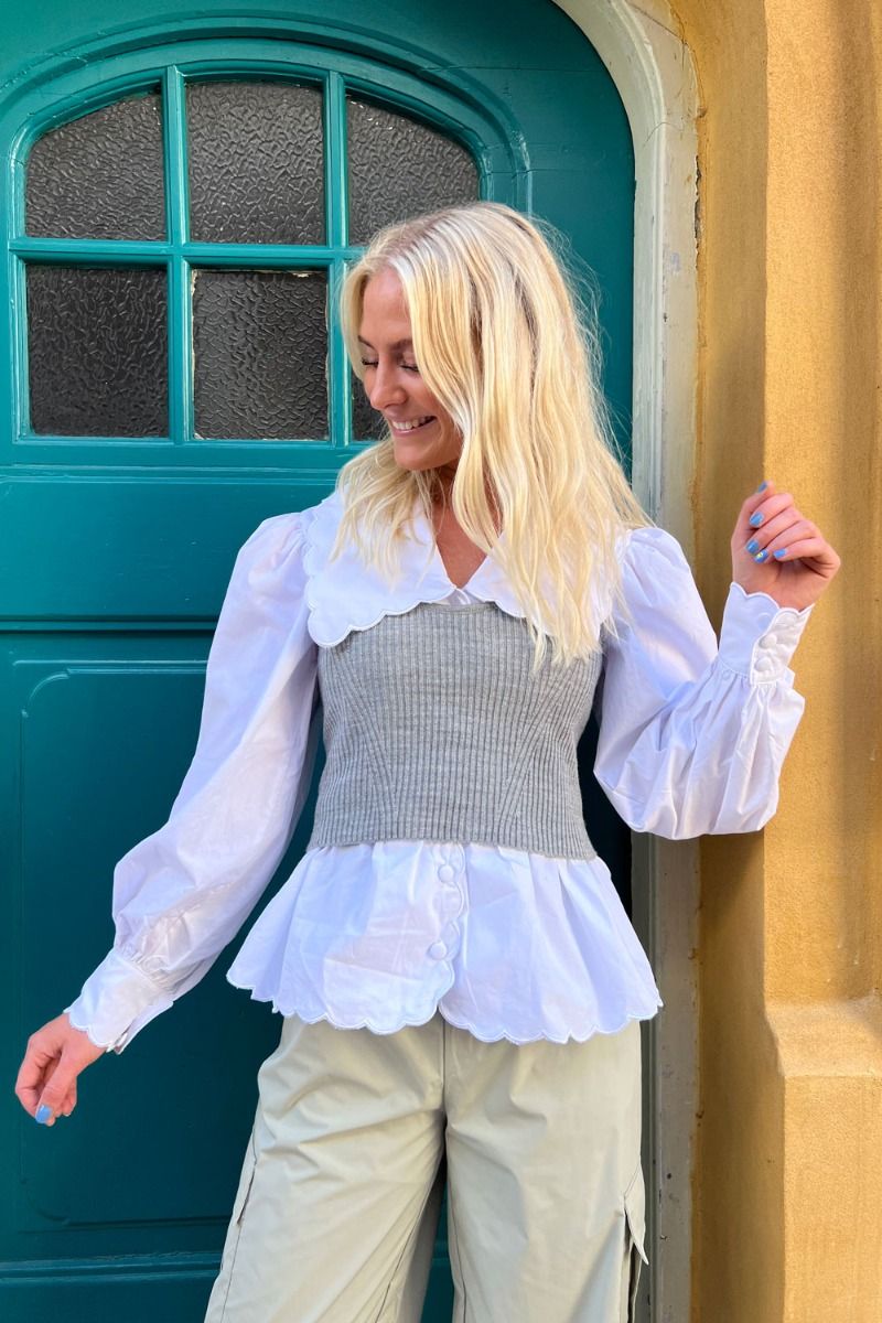 Pieces - Top - PC Angie Knit Tube Top - Light Grey Melange