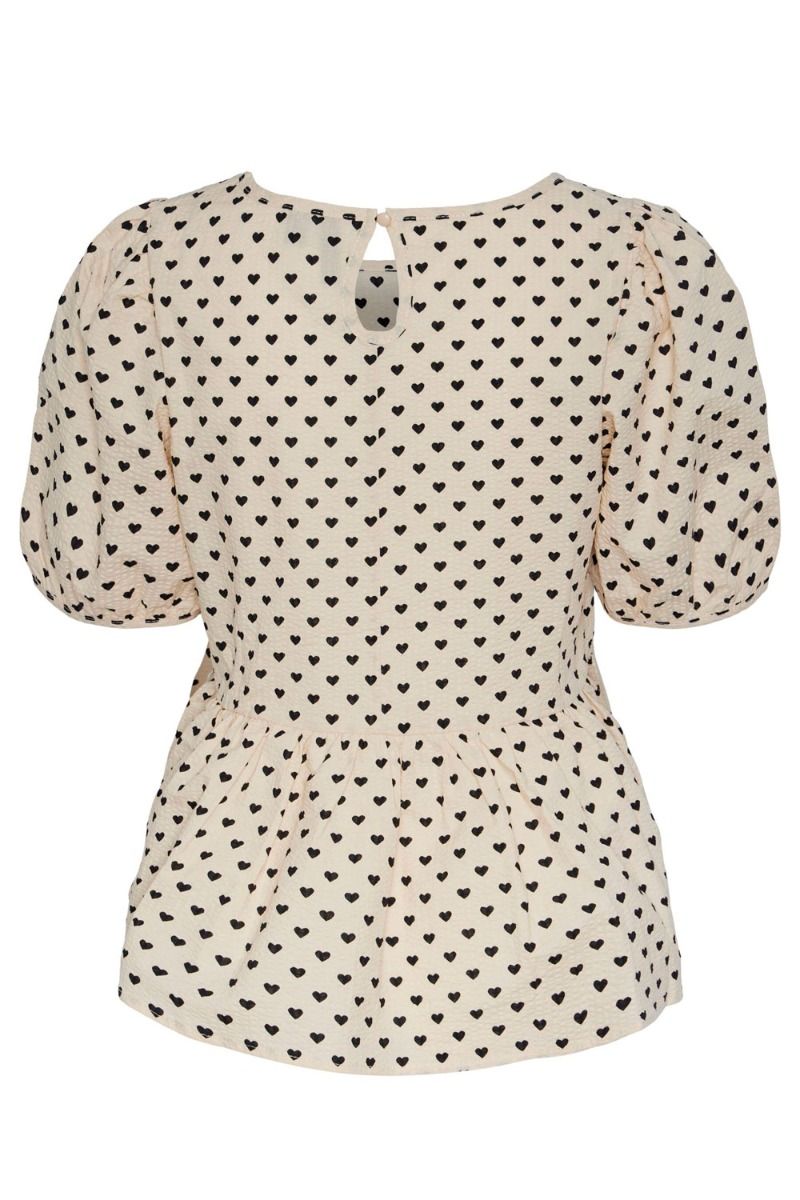 Pieces - Top - PC Heart SS O-Neck Top - Birch