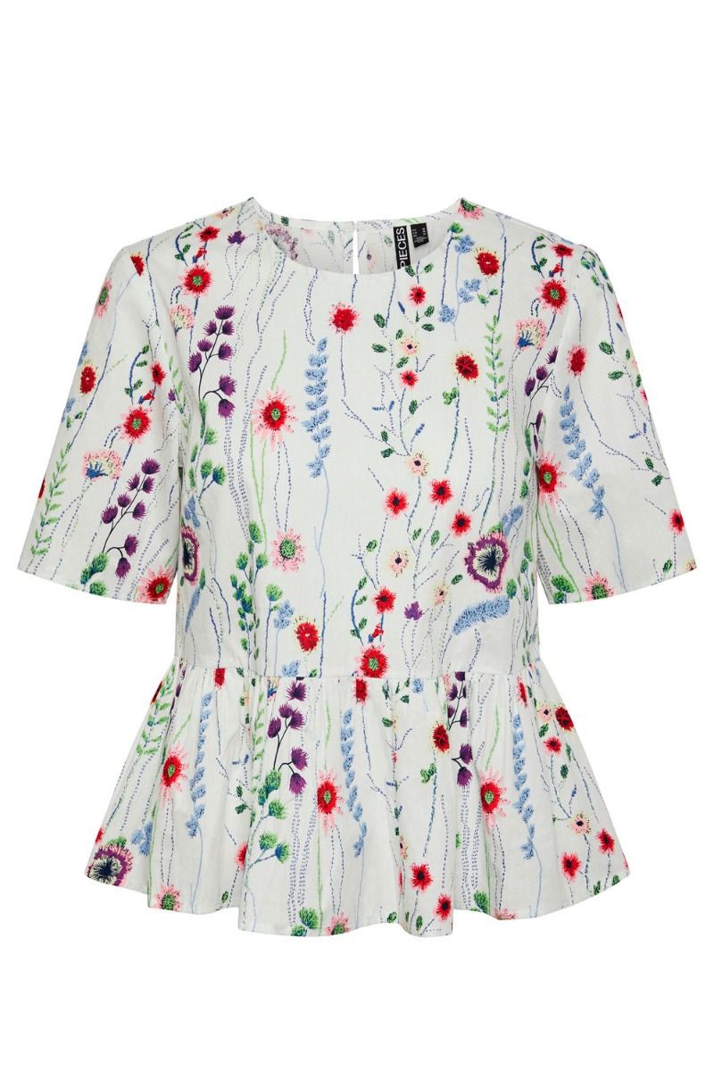 Pieces - Top - PC Jalisa SS O-Neck Top - Bright White