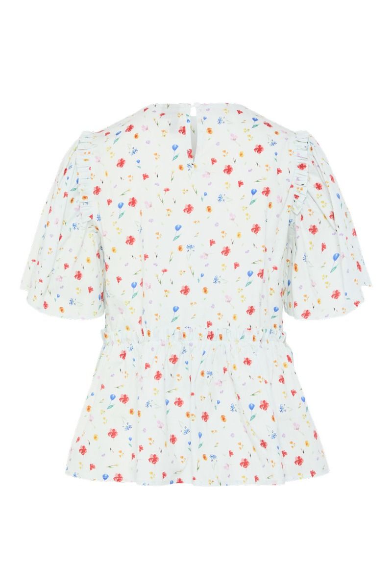 Pieces - Top - PC Mia Ss O-Neck Frill Top - Bright White