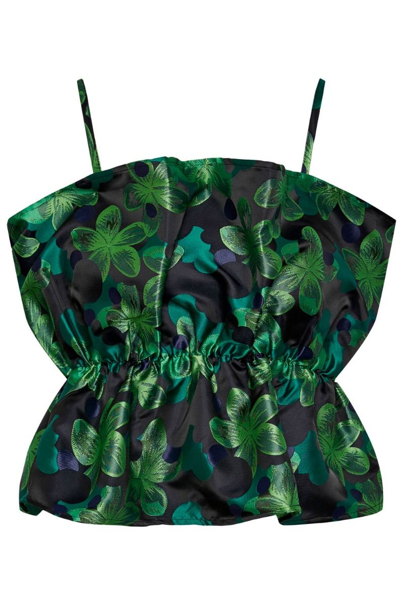 Pieces - Top - PC Ninna Bandeau Frill Top - Green Flash Flowers