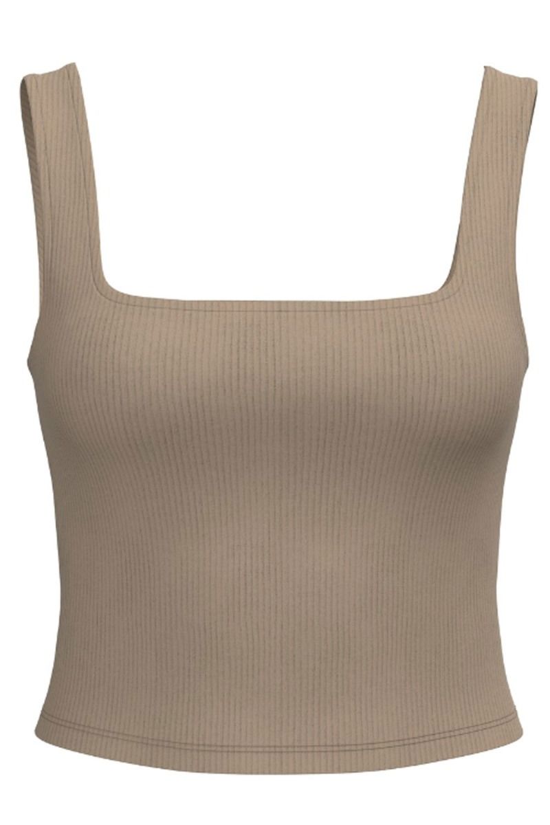 Pieces - Top - PC Nukisa Cropped Tank Top - Indian Tan