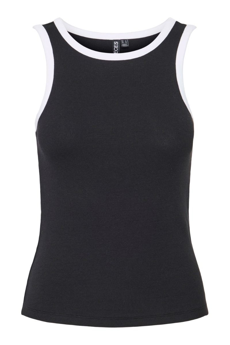 Pieces - Top - PC Stephanie Tank Top - Black/White