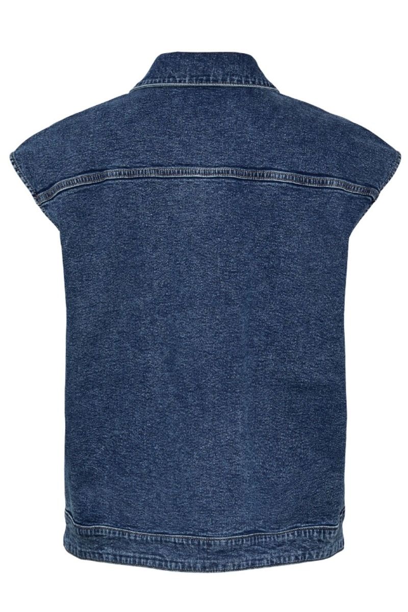 Pieces - Vest - PC Jessie SL Loose Denim Vest - Medium Blue Denim