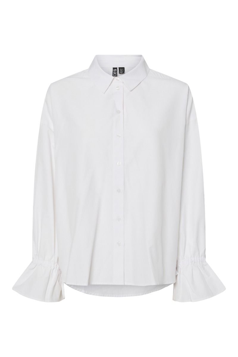 Pieces - Skjorte - PC Assie Ls Loose Shirt Wvn D2D - Bright White