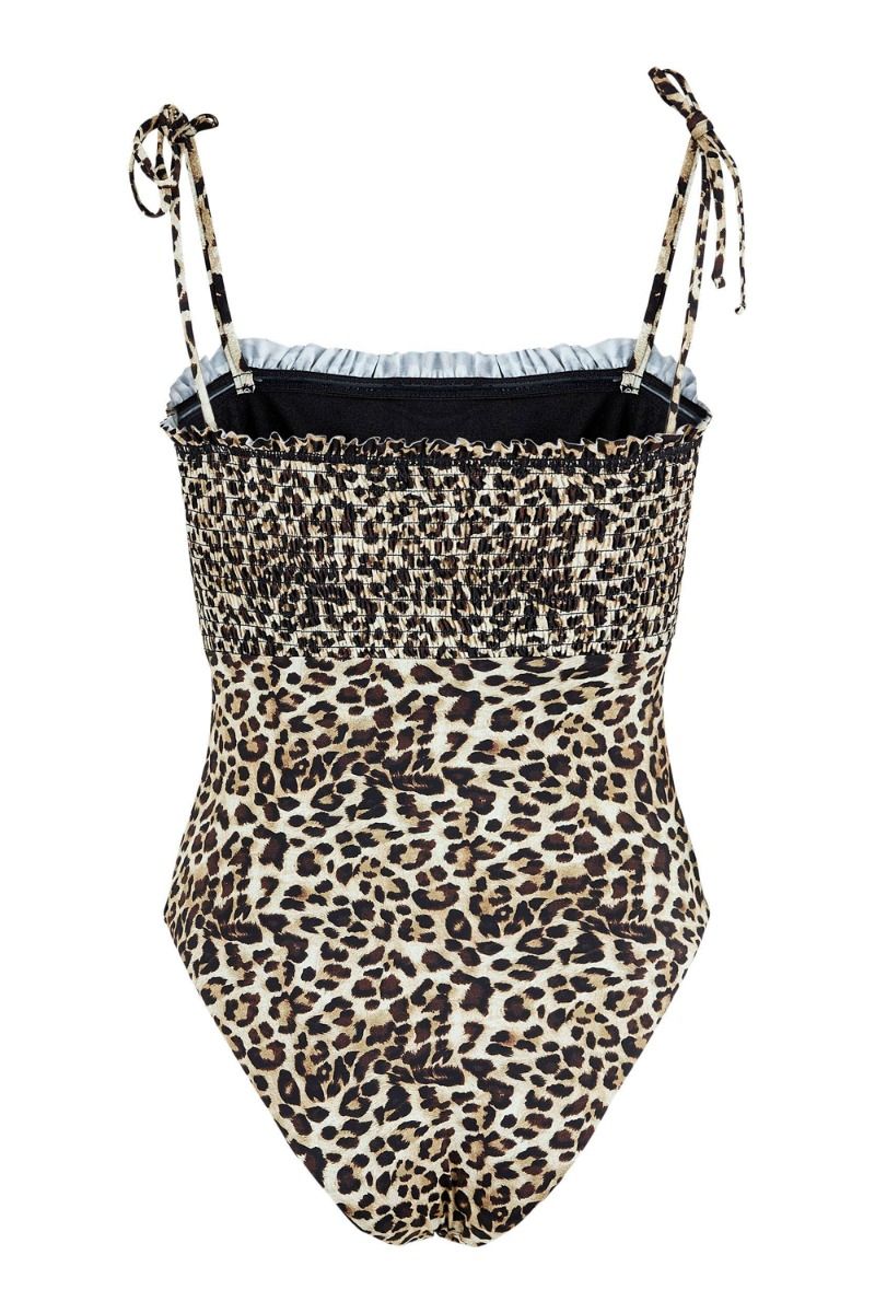 Pieces - Badetøj - PC Veronica Smock Swimsuit - Black Leo