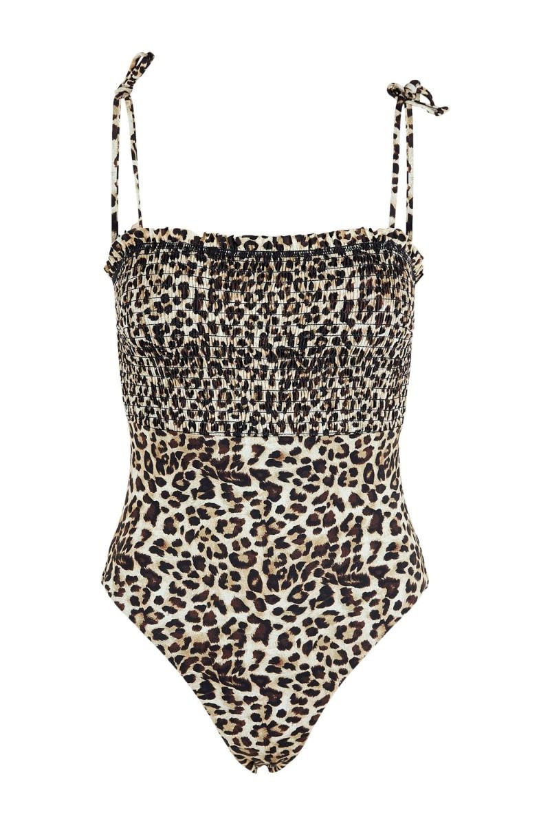 Pieces - Badetøj - PC Veronica Smock Swimsuit - Black Leo