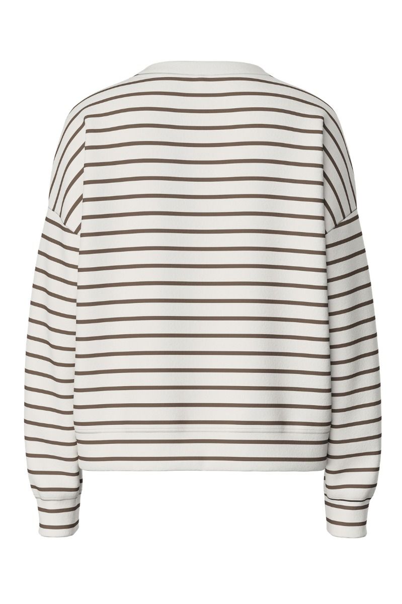 Pieces - Bluse - PC Chilli Ls Sweat Stripes - Cloud Dancer/Morel