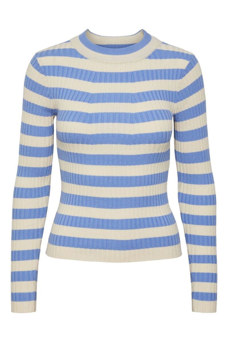 Pieces - Bluse - PC Crista LS O-Neck Knit - Hydrangea