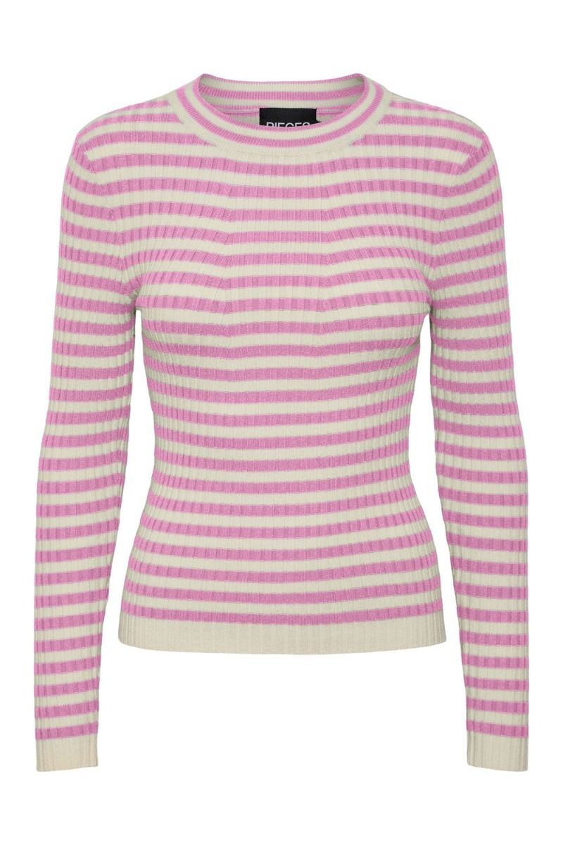 Pieces - Bluse - PC Crista LS O-Neck Knit - Pastel Lavender