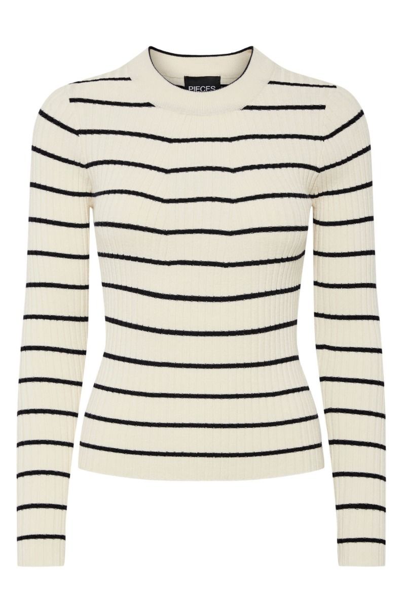 Pieces - Bluse - Pc Crista Ls O-Neck Knit Noos Bc - Birch