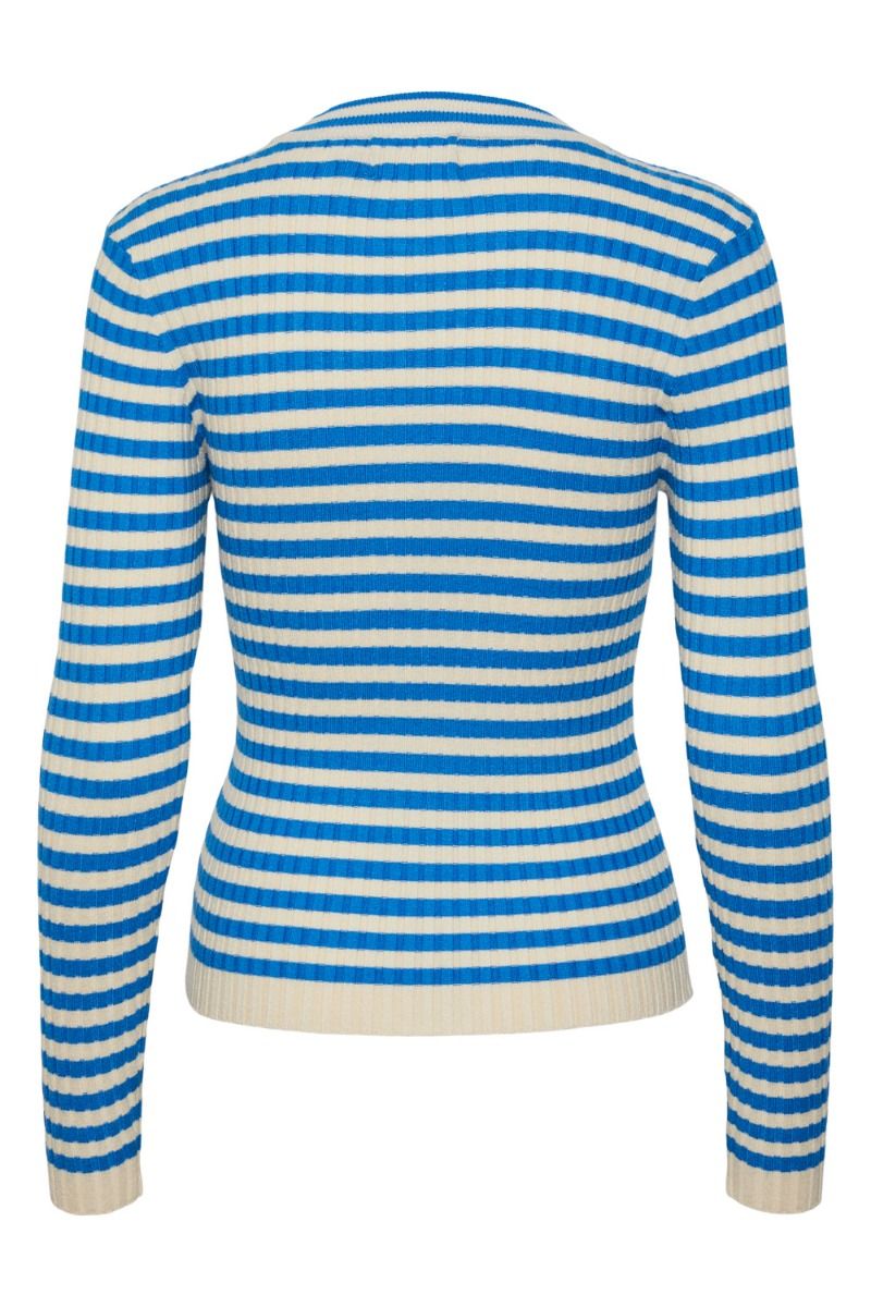 Pieces - Bluse - PC Crista LS O-Neck Knit Noos Bc - French Blue