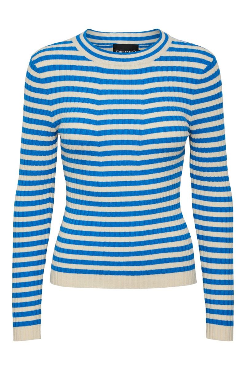 Pieces - Bluse - PC Crista LS O-Neck Knit Noos Bc - French Blue