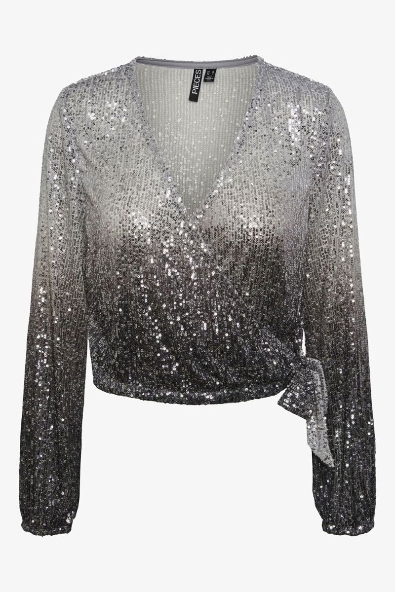 Pieces - Bluse - PC Delphia LS Wrap Top - Magnet