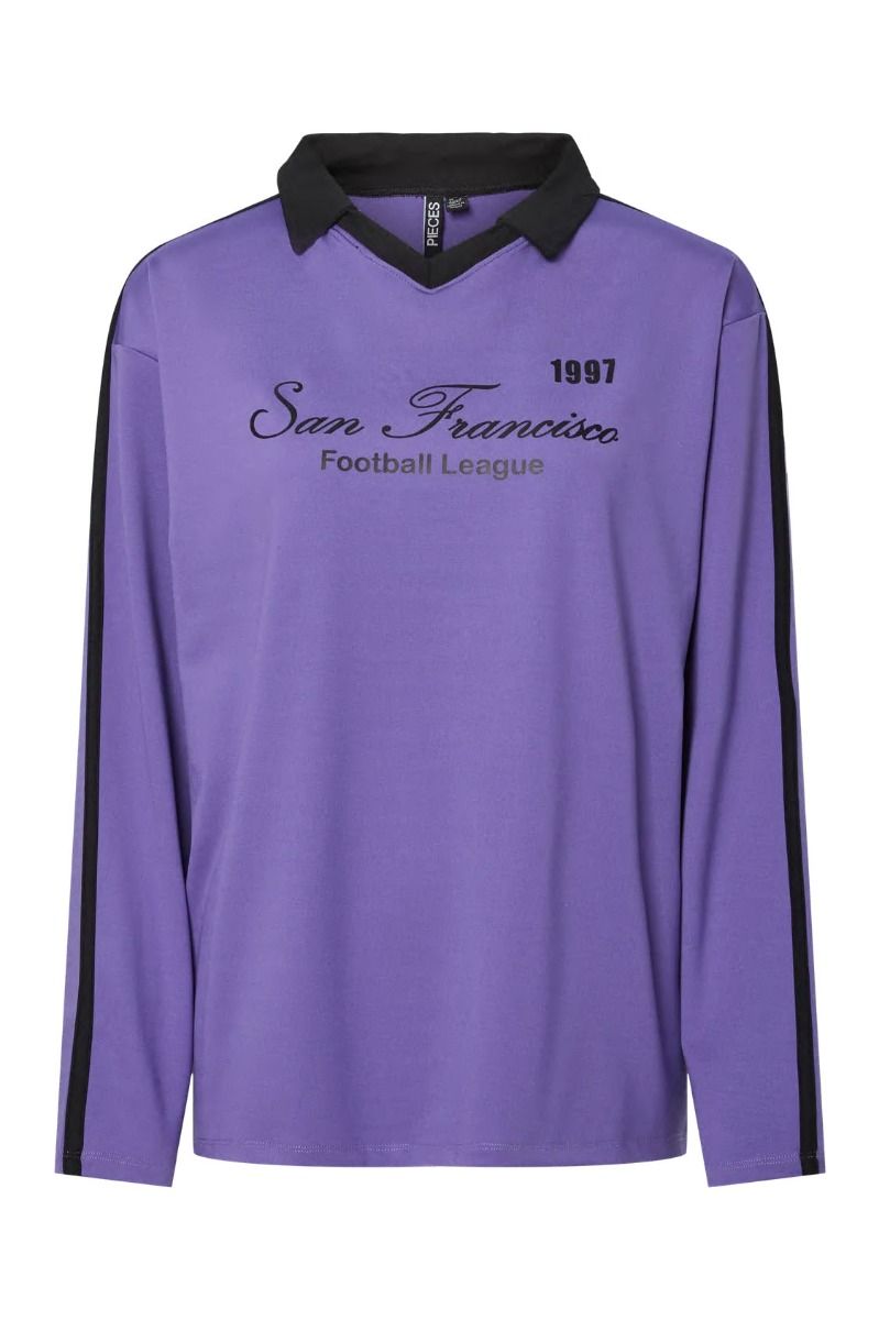 Pieces - Bluse - PC Feng LS Oversize Polo - Ultra Violet San Fransisco