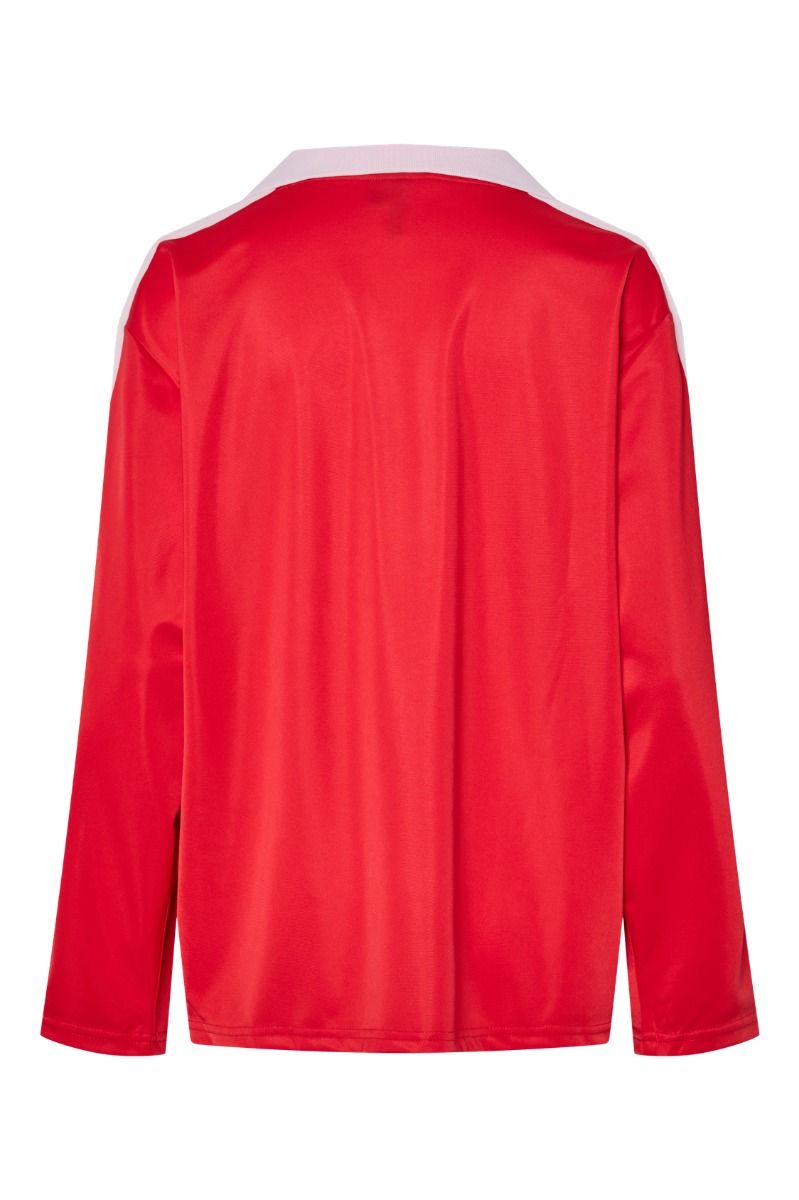 Pieces - Bluse - PC Grace LS Polo Shirt AU24 - High Risk Red