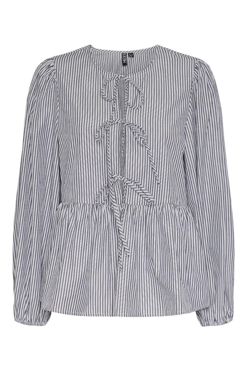 Pieces - Bluse - PC Holly LS Tie Top - Magnet