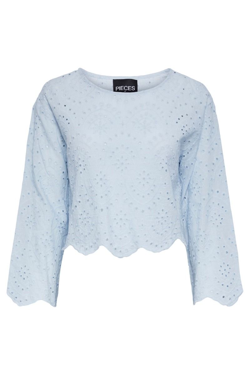 Pieces - Bluse - PC Janni LS O-Neck Top - Kentucky Blue