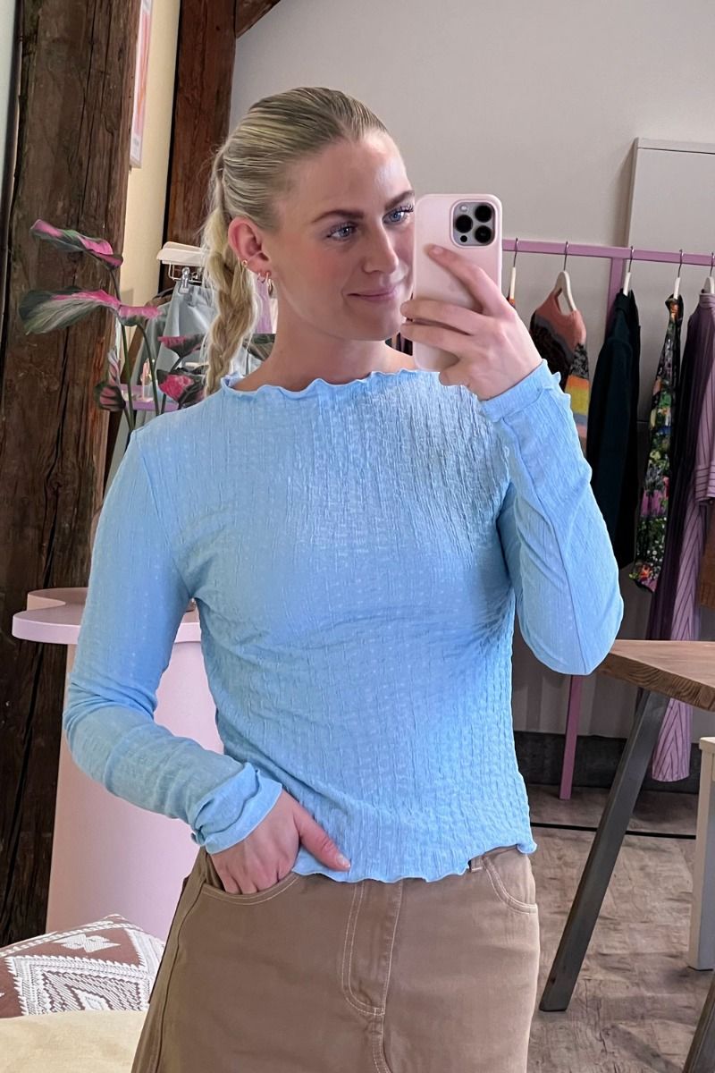 Pieces - Bluse - PC Josafina LS O-Neck Top - Blue Bell