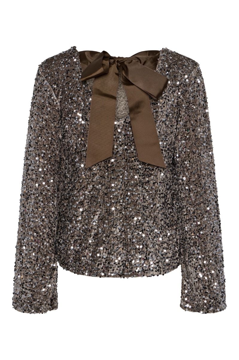 Pieces - Bluse - PC Kam Ls Deep Back Bow Top - Morel