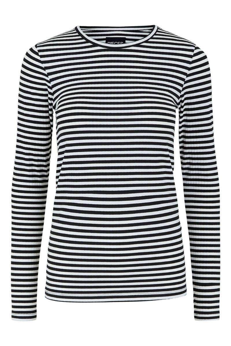 Pieces - Bluse - PC Laya LS Blouse - Black/Bright White