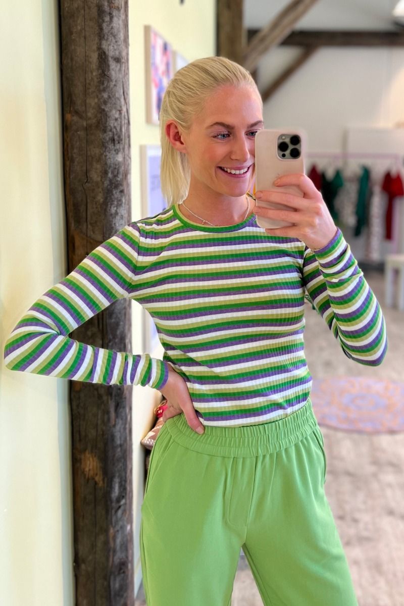 Pieces - Bluse - PC Laya LS Multi Blouse - Deep Lavender/Irish Green