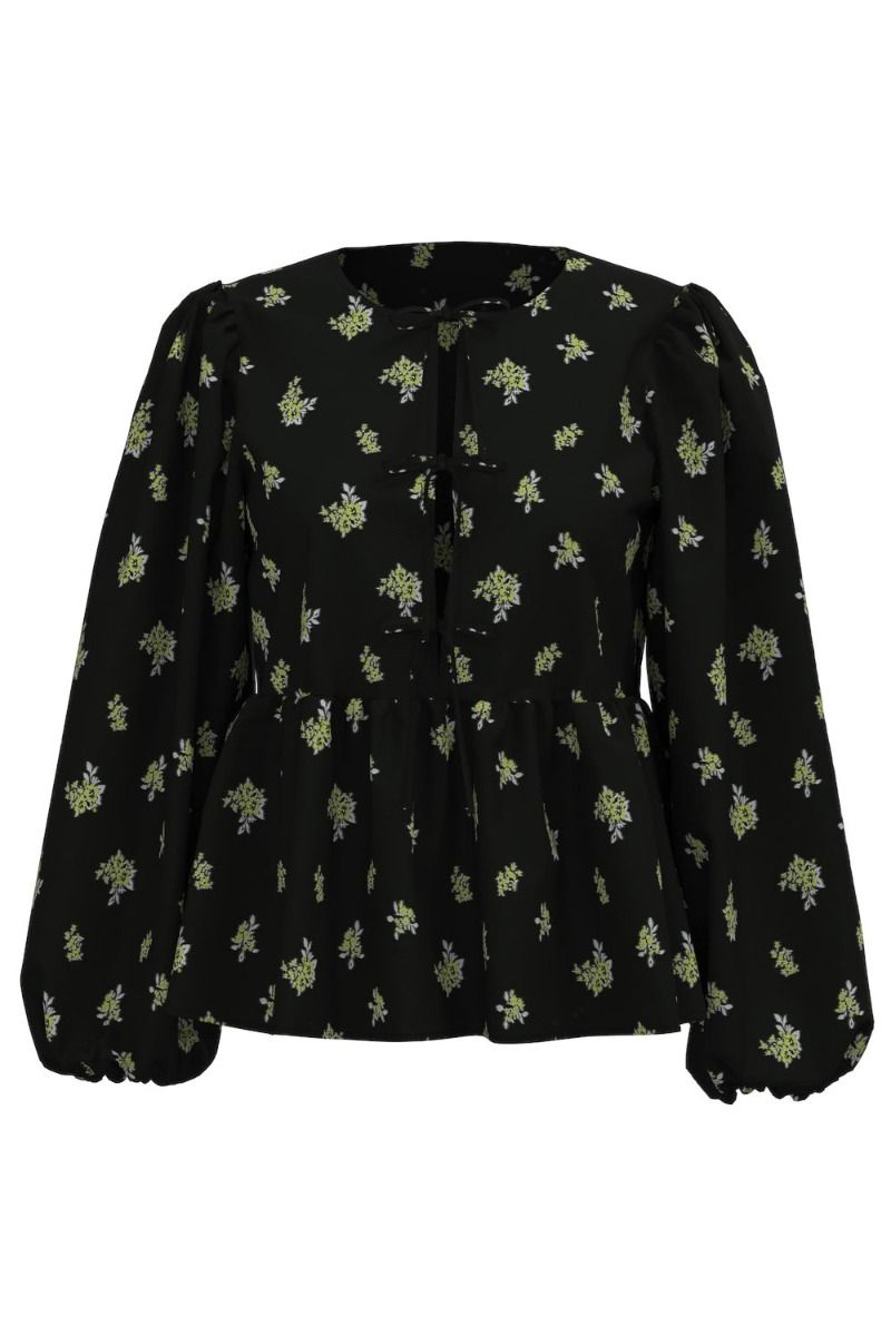 Pieces - Bluse - PC Liva LS Tie Top - Black